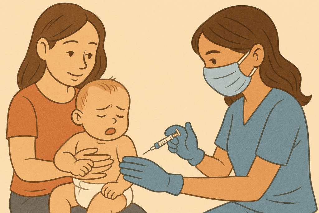 Mum, bub and nurse vaccination